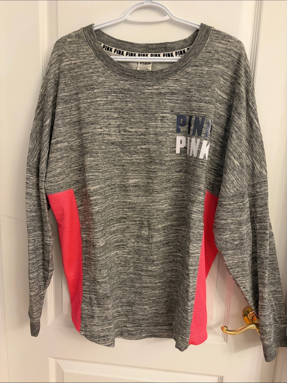 Victoria's Secret PINK Grey Marled Sweatshirt with Black Trim